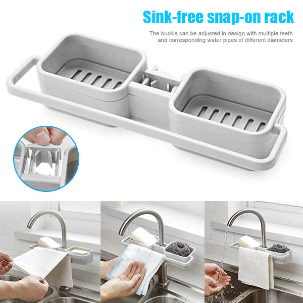 Storage Organizer for Kitchen Sink Faucet Sponge Soap Cloth Drain Rack Holder Shelf