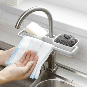 Storage Organizer for Kitchen Sink Faucet Sponge Soap Cloth Drain Rack Holder Shelf