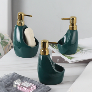 Ceramic Dual-use Liquid Soap Dispenser Bathroom Lotion Bottle Detergent Hand Sanitizer Bottle with Sponge storage rack