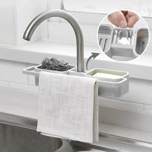 Storage Organizer for Kitchen Sink Faucet Sponge Soap Cloth Drain Rack Holder Shelf