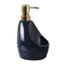 Load image into Gallery viewer, Ceramic Dual-use Liquid Soap Dispenser Bathroom Lotion Bottle Detergent Hand Sanitizer Bottle with Sponge storage rack
